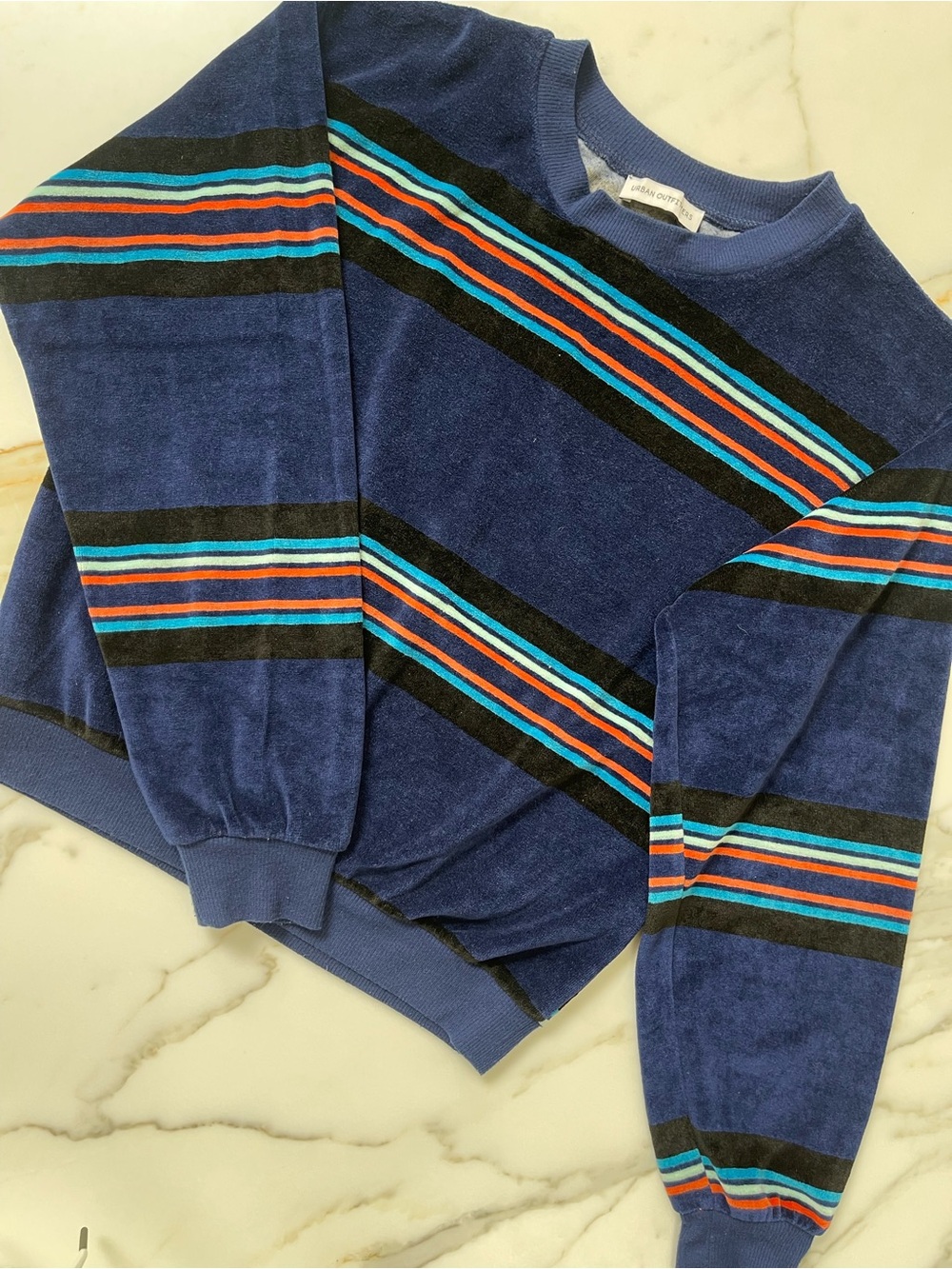 Urban Outfitters Bright Navy Velour Crewneck